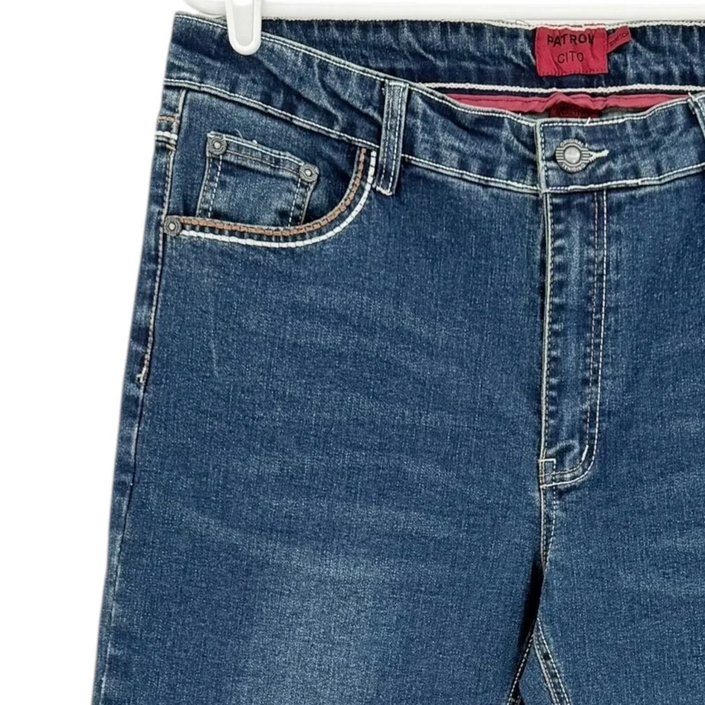 Patron Cito Men's Stretch Straight Leg Embroidered Blue Denim Jeans Sz 36x32 NWT